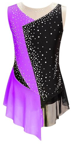 Kaerm Body Da Pattinaggio Artistico Bambina Leotard Da Balletto Senza Maniche Tuta Vestito Da Danza Moderna Latino Ragazze Vestiti Da Ballerina Abiti Da Ballo Ballet Viola 9-10 anni