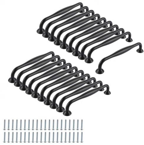 YAYODS 20 Stück Schrankgriffe Schwarz - Schwarze Möbelgriffe 128 mm Lochabstand - Küchengriffe Edelstahl mit Schrauben für Küchen, Schrank, Möbel, Schubladen