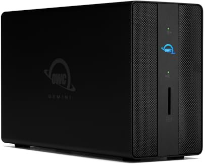 OWC Gemini Thunderbolt (USB-C) da 24,0 TB, soluzione di archiviazione esterna RAID HDD dual-drive, unità esterna con 2 porte Thunderbolt (USB-C), 2 porte USB 3.2 Gen 2, porta Ethernet da 2,5 Gigabit,