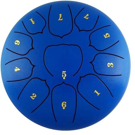 Fesjoy 6 Zoll Steel Tongue Drum Zungentrommel aus Stahl 11 Notes Handpan Drum mit Drum Mallet Finger Picks Percussion für Meditation Yoga