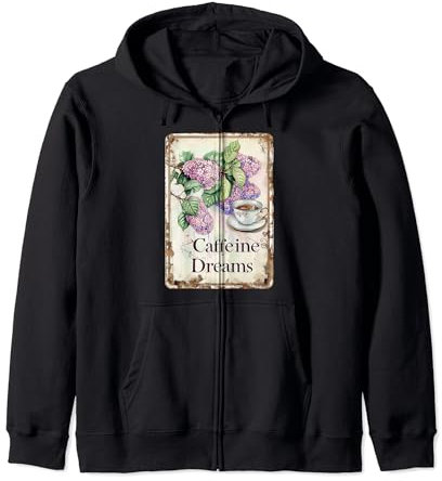 Tasse à café vintage Motif fleurs et caféine Sweat à Capuche