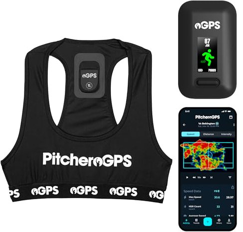 Pitchero GPS Soccer Player Tracker Bundle - (Juventud grande) | Chaleco deportivo GPS con suscripción de 12 meses | Equipo de entrenamiento de fútbol para seguimiento de rendimiento y fitness