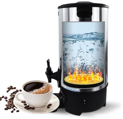 ZYJIX Electric Hot Water Pot Urn,1500W Dispenser Instant Coffee Milk Tea Boil Dry Protection Even Heating Throughout Chassis Stainless Steel Hot Water Boiler Urn For Party Commercial 8L(Color:16L)