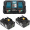 2X 8.0Ah/8000mAh Ersatzakku für BL1860B Akku 18V + Dual Port 6A Ladegerät für DC18RD Kompatibel für BL1860B BL1860 BL1850B BL1850 BL1840B BL1830 with LED Werkzeugakku