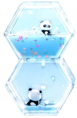 Temporizador de Arena Líquido Burbujeador, Reloj de Arena Movimiento Líquido con Pandas, Juego Sensorial Fidget Juguete para Niño, Adulto, Alivio de Estrés, Relajación (Azul)