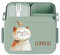 wolga-kreativ Personalisierte Kinder Brotdose türkis lustige Tiere Katze Motiv und Fächern, Bento Lunchbox Kleinkind Mädchen Junge für Schule und Kindergarten