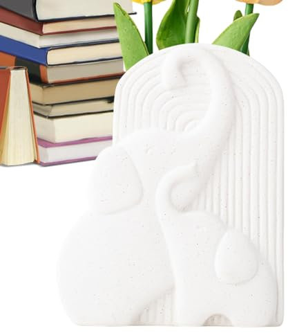 Dmuzsoih Elefanten-Keramikvase, Elefantenvasen, Heimdekoration,Weiße Keramikvase - Niedliche Tierkeramikvase. Schlanke, minimalistische Vasen für Blumenarrangements, dekorative Gefäße
