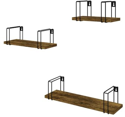 Vicco Wandregal Fyrk, hängendes Regal, Antikholz/Schwarz, 3 Teile