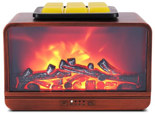Duftlampe Elektrisch,Kamin Duftlampe für Wachs,Dynamische Flamme Elektrische Duftlampen mit 4 Timer & 3 Helligkeit,Duft Wärmer Nachtlicht,Duftwachs Lampe Elektrisch für Heim Büro Geschenke Dekoration