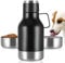 Portable Dog Travel Water Bottle, 40oz Premium Stainless Steel Pet Drinking Bottle with Food Bowl, For Outdoor, Travel, Walking, Hiking, Sturdy, Leak Proof (black, 40oz)
