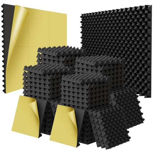 Akustikschaumstoff, 3,8 x 30,5 x 30,5 cm, selbstklebend, schalldichter Eierkisten-Schaumstoff (schalldämmendes Design), verbesserte schalldichte Schaumstoffplatten für Wände, Türen, feuerhemmende