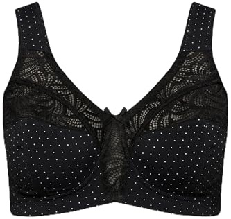 Ulla Popken Damen große Größen Übergrößen Plus Size Entlastungs-BH, Spitze, ohne Bügel schwarz 100E 830454100-100E