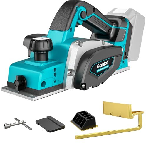Ecarke Pialla senza fili da 750 W per batteria Ma Kita da 18 V, pialla elettrica per legno senza spazzole, 15000 giri/min, larghezza 82 mm, regolazione profondità 0-2 mm, ideale per la lavorazione del