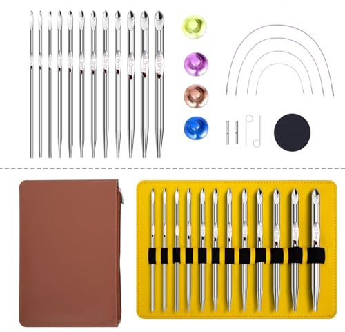 KLZWCP 12-Piece Multifunction Knitting Tool Set - Interchangeable Crochet Hooks, 3mm-10mm, Tunisian Crochet Hooks