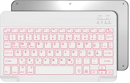 Occtingkind, Bluetooth Tastatur für iPad/Android-Tablets, Deutsches Layout QWERTZ, 10 Zoll Kabellose Magnetische Tastatur, Hintergrundbeleuchtung, Für iPad/Samsng Galaxy Tab/Lenovo Tab/Xiaomi, Weiß