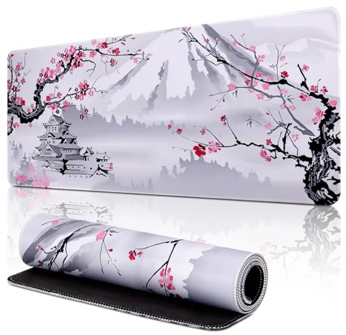 Yimomoyi Tappetino Mouse Gioco, XXL 800 x 300 x 3mm Grande Mouse Pad, Tappetino Scrivania con Base in Gomma Antiscivolo, Mouse Mat con Bordi Cuciti (F)