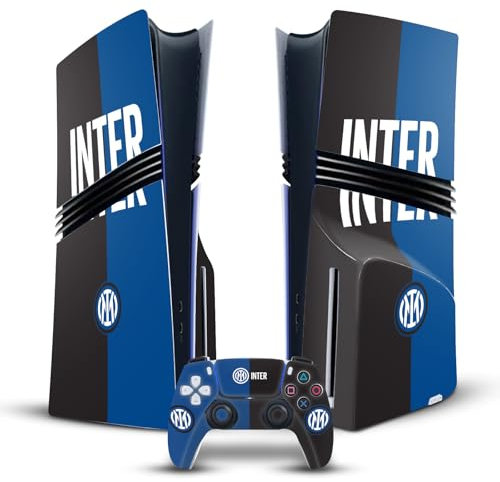 Head Case Designs Licenza Ufficiale Inter Milan Inter Milan Logo Distintivo Vinile Sticker Gaming Pelle Adesivo Compatibile con Sony Playstation 5 PS5 PRO Disc Edition Console & DualSense Controller