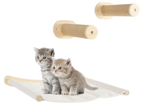 Katzenkratzbaum, Wandregal, Katze, mit Hängematte, Wand, Klettern, Katze, Kletterwand für Katzen, für Wohnzimmer, Schlafzimmer, Balkon