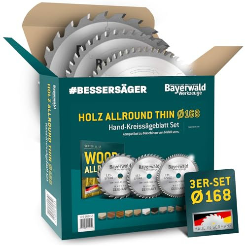 Bayerwald Kreissägeblatt Set Ø168 (3 tlg.) - für Holz Allround - geeignet für Akku-Handkreissägen von Mafell uvm.