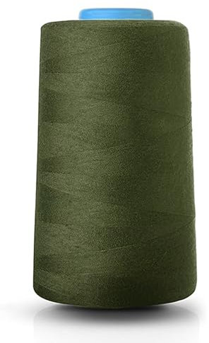 Realm Filo di poliestere per macchina da cucire overlock, 4.674 m, colore bianco, nero, naturale, blu navy, rosso (verde militare)