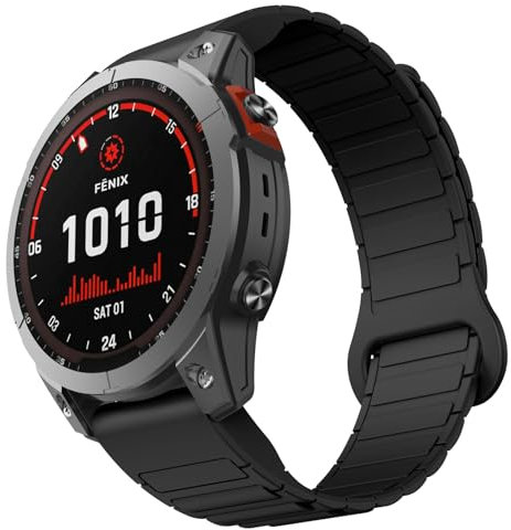 ISABAKE Magnetisch Armband kompatibel mit Fenix 7/Fenix 6/Fenix 5/Fenix 8 47mm,22MM Magnetes Ersatzband für Forerunner 965/955/ 945/935/Fenix 5 Plus/Quatix 5/MARQ