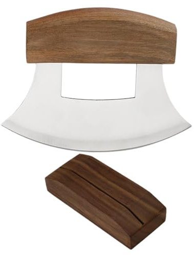 Salad Chopper with Protective Case - Salad Chopper Cutter | Grater with Wooden Handle, Salad Cutter with Non-Slip Handle and Stand Base