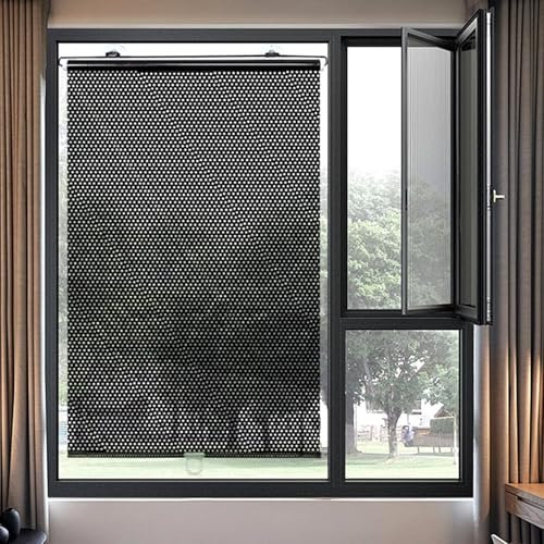 Suction Cup Roller Blind Window Blind Sun Protection Blackout Roller Blind Privacy Screen and Sun Protection No Drilling Required (Black, 50 x 125 cm)