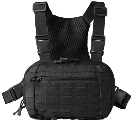 FUNANASUN Taktische Brusttasche,2L Tactical Chest Rig Pack für Männer, Molle Weste Pouch Adjustable, Taktische EDC Brusttasche von Laser Cut Design, Kampf Brustpackung für Jagd Outdoor EDC Radfahren