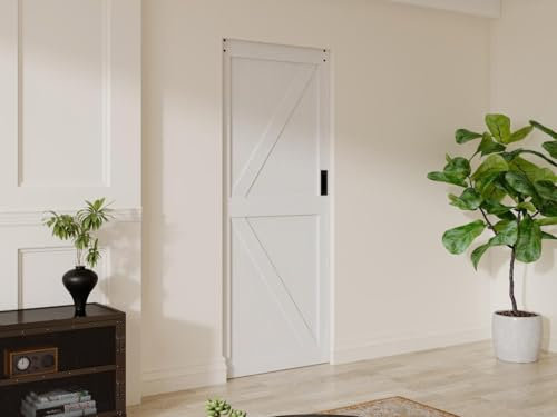 Vente-unique - Porte coulissante avec systéme à galandage en bois et MDF - blanc - H205 x 93 cm - NEFARA