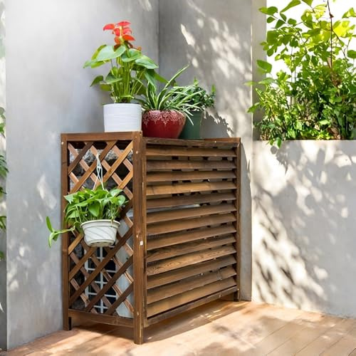 Valla De Madera Balcon Privacidad Cubre Aire Acondicionado Exterior Para, Cubierta Impermeable Y Con Protección Solar, Protector(M)