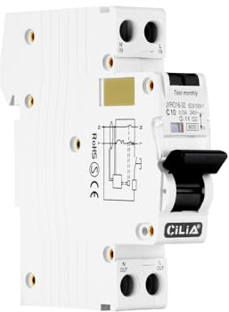 CILIA Interruttore Magnetotermico Differenziale, RCBO, 1 Modulo, In=C10, Attacco DIN (Universale per Qualsiasi Centralino in Commercio),1P+N, 230 Vac, Tipo AC, Curva D'intervento C