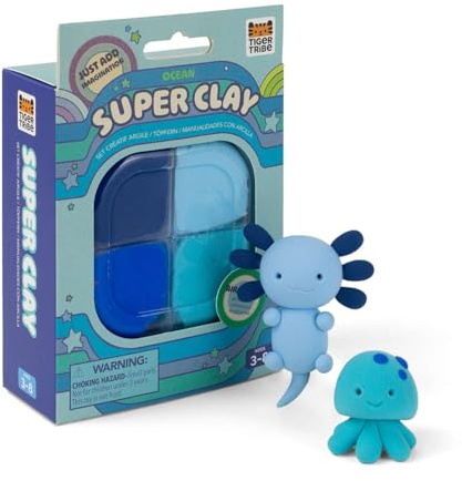 Tiger Tribe Super Clay Ocean | Blue Coloured Air Dry Modelling Kit for Kids | Craft Set & Tools for 4+ Year Old Children | Art Gifts for Boys & Girls | Creative Activities for Imaginative Play
