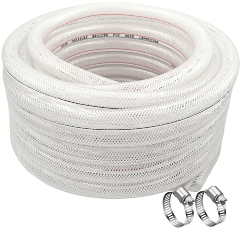 PVC Schlauch mit Gewebe 13mm - Druckluftschlauch 1/2 zoll Luftschlauch Durchsichtig Flexibel Trinkwasserschlauch 3m lang
