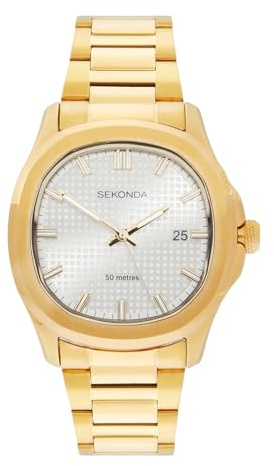 Sekonda Octaire Herren-Quarzuhr 40 mm in Gold mit Analoganzeige und Edelstahlarmband