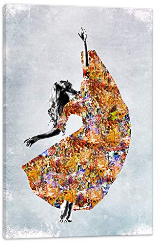 Tanzbild Graffiti Sonnen Tänzerin - Tanz Wandbild Tänzer Kunstbild Tanzen - 30x40cm - Kunstdruck 2cm (div. Varianten/Größen) - Wandbilder Mensch Person Leinwandbild - fertig aufgespannt