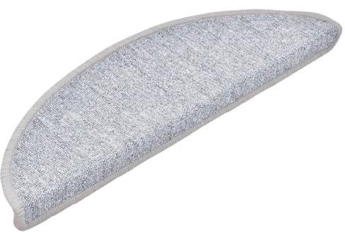 vidaXL 15x Treppenmatte Stufenmatte Stufenschoner Treppenschoner Treppenteppich Treppenschutz Matte Matten Teppich Halbrund rutschfest Hellgrau 56x17x3 cm