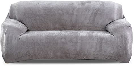PETCUTE Sofabezüge Elastische 3 Sitzer Sofabezüge Dicke couchbezug Sofa Überwürfe Sofahusse Grau