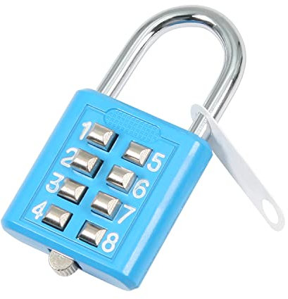 MroMax 1 cadenas à combinaison à 8 chiffres avec bouton poussoir pour casier, salle de sport, étui, tiroir, boîte à outils Bleu