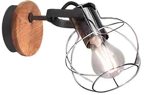 Trio Leuchten Strahler Madras 805300188, Metall silberfarbig antik, Holz, exkl. 1x E27