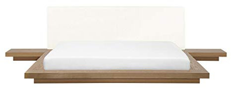 Supply24 since 2004 Designer Bett Japan Stil Japanisches Holzbett Optik Farbe Hellbraun/BUCHE flaches massives Futonbett mit Lattenrost/Lattenrahmen günstig 160x200 cm