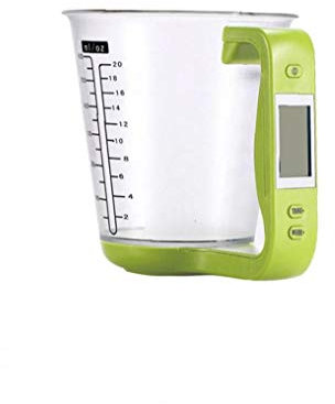 Kitchen Electronic Measuring Instrument Multi Function Digital Measuring Jug Kitchen Weigh Temperature Volume Cup Scale with Detachable LCD Display Green