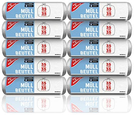 Gut & Günstig Bolsas de basura de 35 L (35 unidades) – Pack de 10 – Resistente a roturas y a prueba de líquidos – (10 x 35 unidades)
