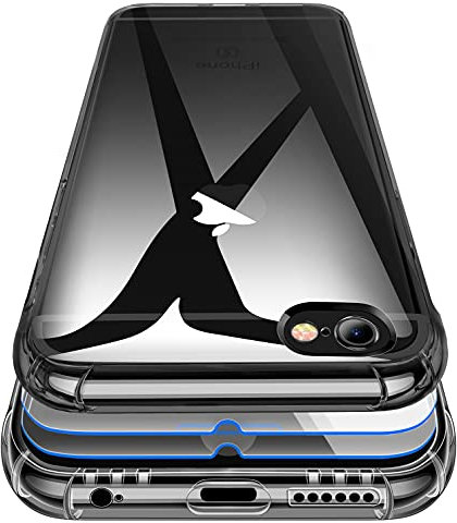 Garegce Coque Compatible avec iPhone 6 / 6s Transparente, 2 Pack Verre trempé Protection écran Silicone TPU Antichoc Bumper Protection Cover Compatible avec iPhone 6 / 6s - 4.7pouces - Noir