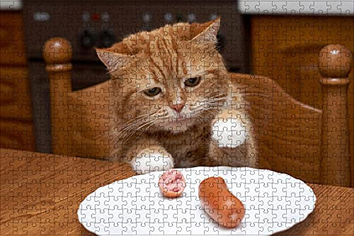 LHJOY mädchen Geschenke 3D Puzzle 1000 Teile Katzenfarbene Pfoten Wiener Wurstplatten-Tier Geburtstagsgeschenk 75x50cm