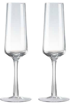 Denby - Natural Canvas Champagne Flutes Set of 2 - 300ml - Hand Blown Elegant Champagne Glasses - Dishwasher Safe, Contemporary Clear
