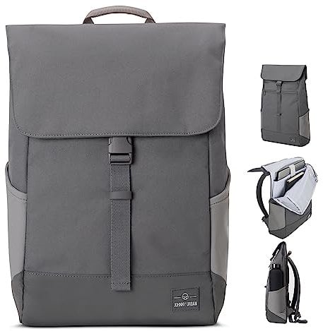 Johnny Urban Laptop Rucksack Damen & Herren & Herren Grau - Mika - Moderner Notebook Backpack für Schule, Uni, Fahrrad - 14L - Stylischer Backpack - Wasserabweisend