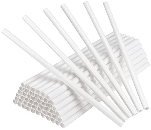 PINGEUI 50 PCS 12 Inch Plastic White Reusable Cake Support Rods, 0.4 Inch Dia. Dowel Straws for Tiered Cake Construction
