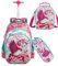 HTgroce 17inch Trolley Rucksack mit Rollen für Kinder Mädchen mit 2 Rollen für Schulrucksäcke Kinder mit Essensbeutel und Federmäppchen- Süße Geschenke für Mädchen.
