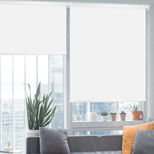 HIDODO Thermal Roller Window Blinds, Blackout Roller Blinds for Windows, Waterproof Fabric Blinds UV Protection Fit Bedroom, Living Room, Bathroom, Kitchen and Doors, 86 x 183 cm, White