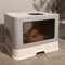 BingoPaw Cat Litter Tray Box: Foldable Large Top Entry Anti-Splashing Kitten Litter Box with Lid - Enclosed Hooded Kitty Potty - Drawer Type Cats Toilet Easy Cleaning with Scoop Grey